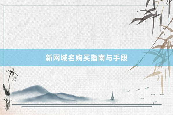 新网域名购买指南与手段